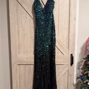 Stunning Sequin Gown in Blue and Green